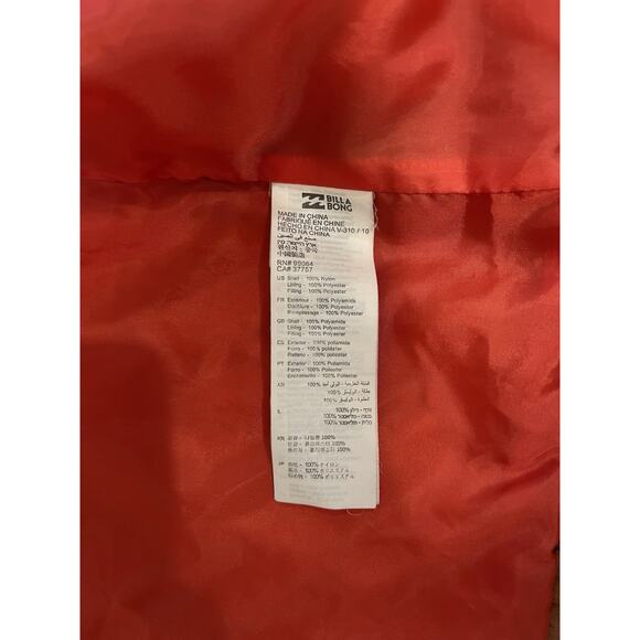 Billabong Adventure Division A/Div Women's M Peach Puffer Jacket Hooded Surf - Picture 4 of 6